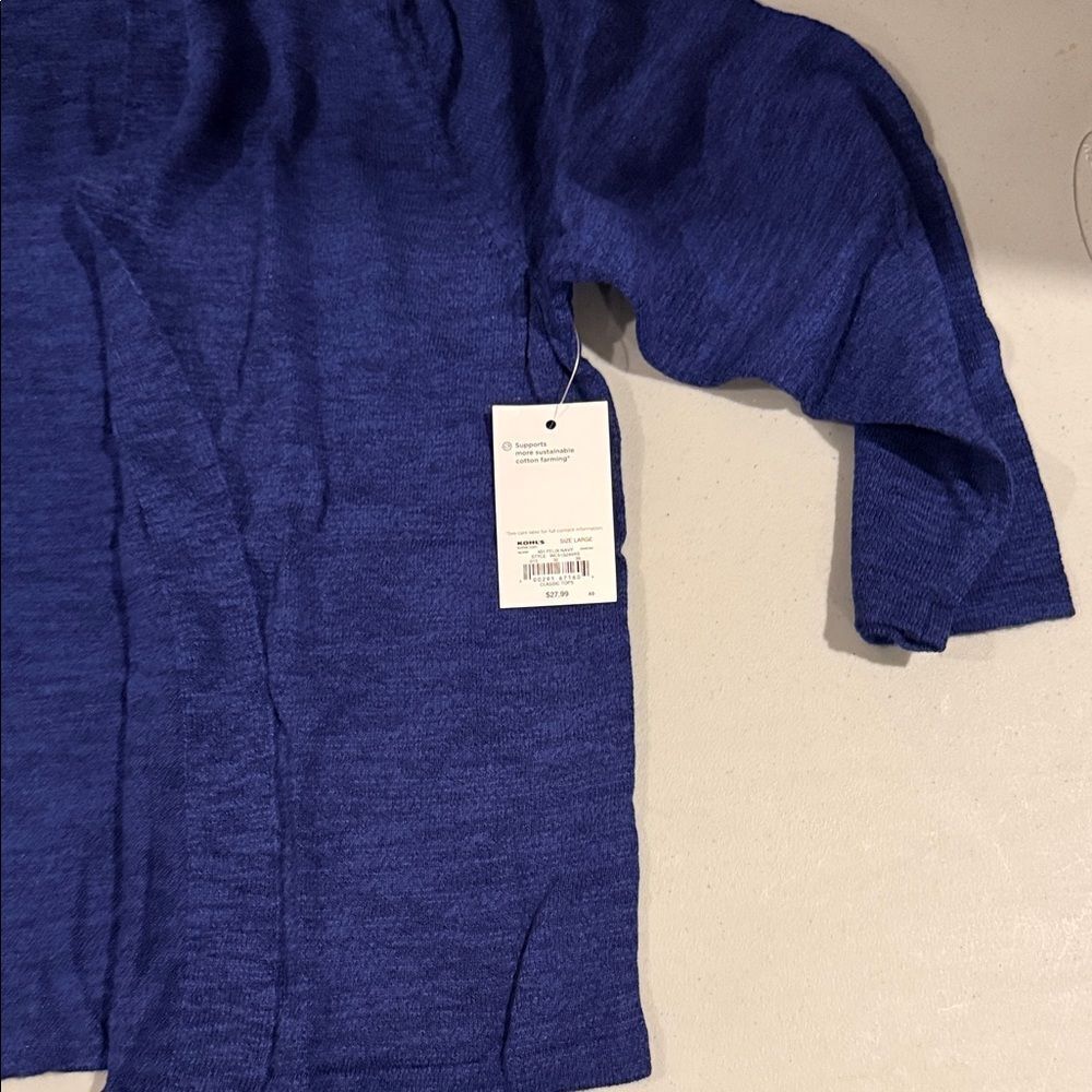 Craft and Barrow Blue Open Front Cardigan Women’s Large - Picture 3 of 4